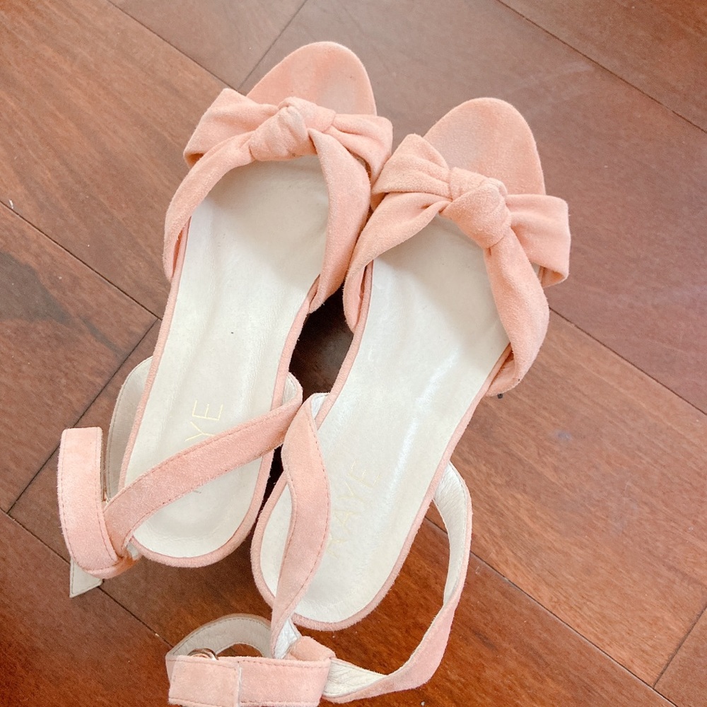 RAYE coral/pink platform sandal with ankle strap